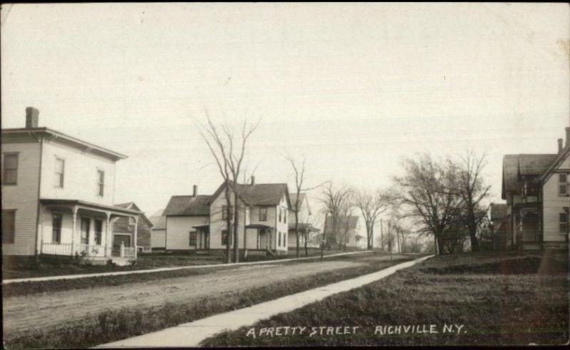 Richville NY Street & Homes c1910 Real Photo Postcard jrf