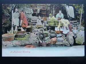 Scotland Washerwomen A HIGHLAND WASHING - Old Postcard by Valentine