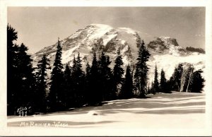 Vtg View of Mountain Mt Rainier National Park WA 1940s RPPC Ellis Postcard