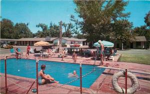 California Chico Motel Restaurant Swimming Pool 1950s Postcard Matthews 13340