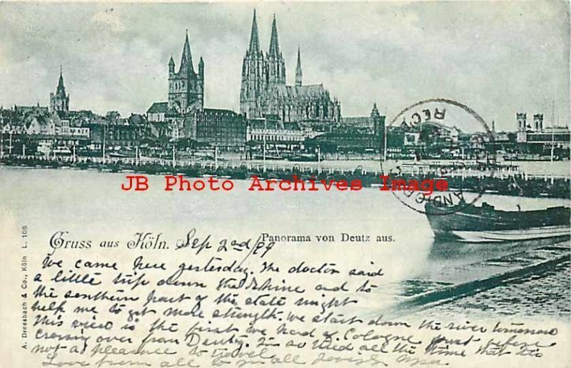 Germany, Cologne, Gruss aus Koln, Panorama von Deutz aus, A. Dreesbach No L 108