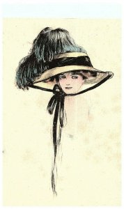 Lot 5 Lady Fancy Hat  Ostrich Hat Victorian Hat Vintage Hats Linen Postcards