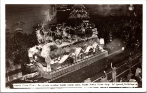 Real Photo Postcard Santa Claus Float Parade in Hollywood, California