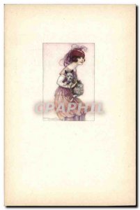 Old Postcard Fantasy Illustrator Bompard Female Dog