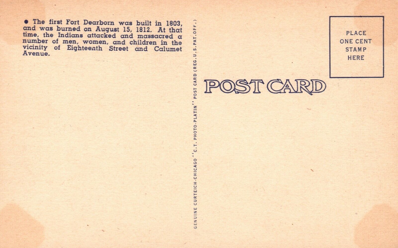 Vintage Postcard Model of First Fort Dearborn 1803 Chicago Historical ...