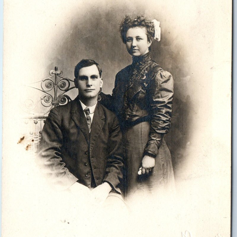 c1910s Edmore, MI Siblings Man & Girl RPPC Photo Groves PC Clarence Withey A122