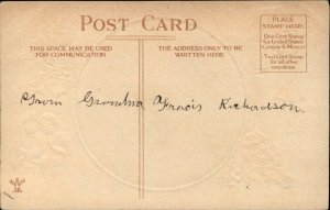 Christmas Romance Man Mailing Letter Pretty Lady Reading c1910 Postcard