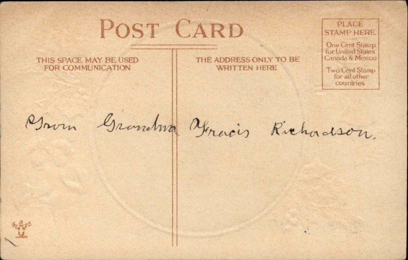 Christmas Romance Man Mailing Letter Pretty Lady Reading c1910 Postcard