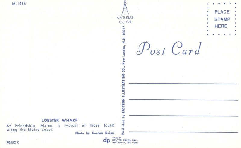Postcard Lobster Wharf Typical of Those Found Along Maine Coast Friendship Maine