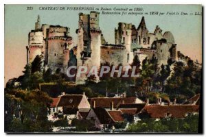 Old Postcard Chateau de Pierrefonds in ruins built in 1890