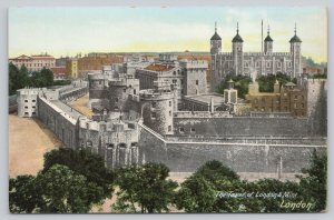 Postcard London England Tower of London & Mint  Aerial View 1910s DB