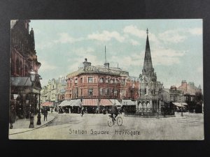 Yorkshire HARROGATE Station Square animated street scene c1905 by Shureys