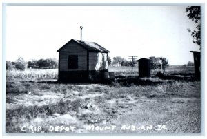 c1960's Crip Mount Auburn Iowa Railroad Train Depot Station RPPC Photo Postcard