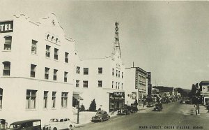 COEUR d'ALENE, Idaho ID ~ MAIN STREET Scene c1940s  Conoco Touraide Postcard