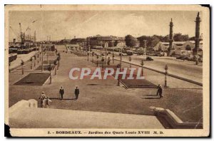 Postcard Old Bordeaux Gardens Quays Louis XVIII MD