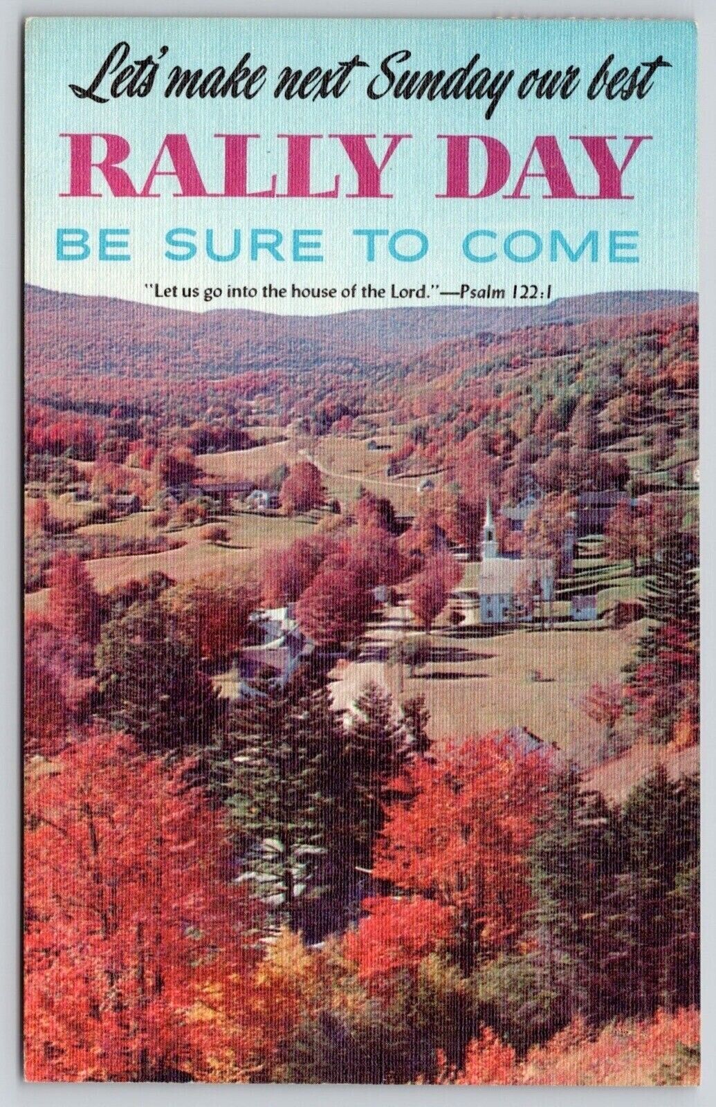 Rally Day Birds Eye View Fall Autumn Linen Mountains WOB PM Vintage ...