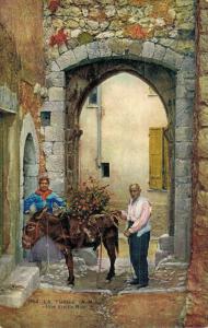 France La Turbie Une Vieille Rue Donkey Vintage Postcard 02.14