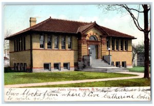 1906 Public Library Building Newark New York NY Sioux City Antique Postcard