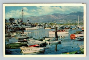 Santa Barbara CA- California, No. 17 Santa Barbara Harbor, Chrome Postcard