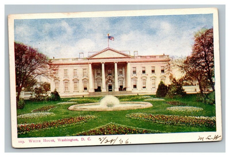 Vintage 1906 Colorized Photo Postcard Panoramic The Whitehouse Washington DC
