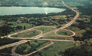 Vintage Postcard Aerial View Syracuse Interchange New York State Thruway NY