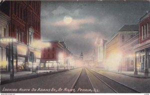PEORIA, Illinois, 00-10s; Looking North on Adams St., At Night