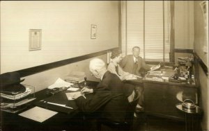 Nice Office Interior Scene - Chicago IL Written on Back Real Photo Postcard