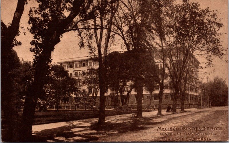 Postcard Madison Park Apartments Ninth and Oak Streets in Oakland, California