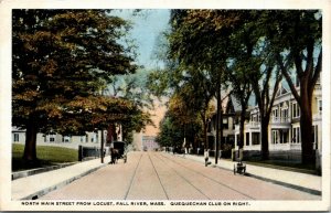 Postcard MA Fall River North Main Street from Locust Quequechan Club 1920s S19