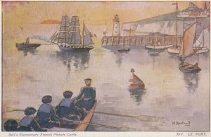 French Sailors Approaching Tall Ship Antique France Bulls Trading Card Postcard