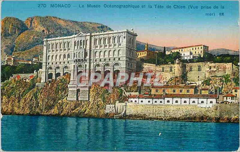 Old Postcard The Monaco Oceanographic Museum and Tete Chien Sea View taken