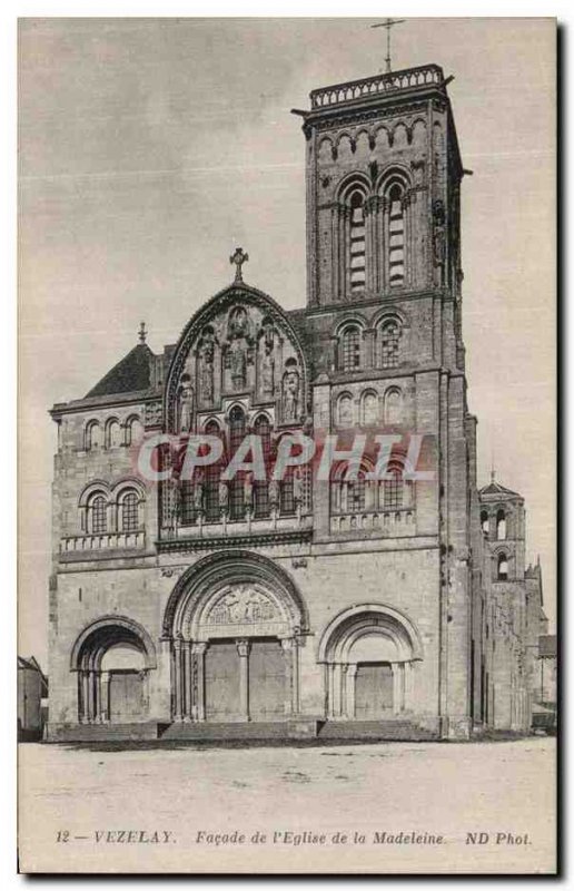 Old Postcard Vezelay Facade of the Church of the Madeleine