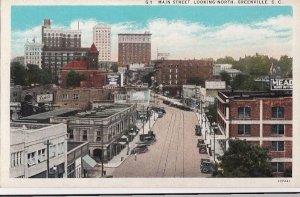 Postcard Main Street Looking North Greenville SC