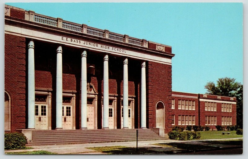 Greenville Mississippi~E E Bass Junior High School~Front Pillars~1957 Postcard 