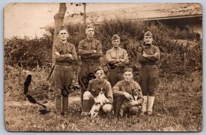 K50/ Interesting RPPC Postcard c1910 Military Soldiers France Pet Dog 365