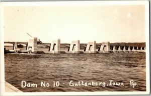 RPPC Dam No. 10 Guttenberg IA Vintage Postcard C09