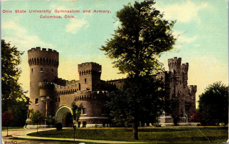 Vtg 1908 Gymnasium & Armory Ohio State University Columbus OH Linen Postcard