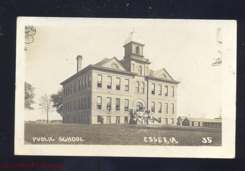 RPPC ESSEX IOWA PUBLIC SCHOOL BUILDING VINTAGE REAL PHOTO POSTCARD