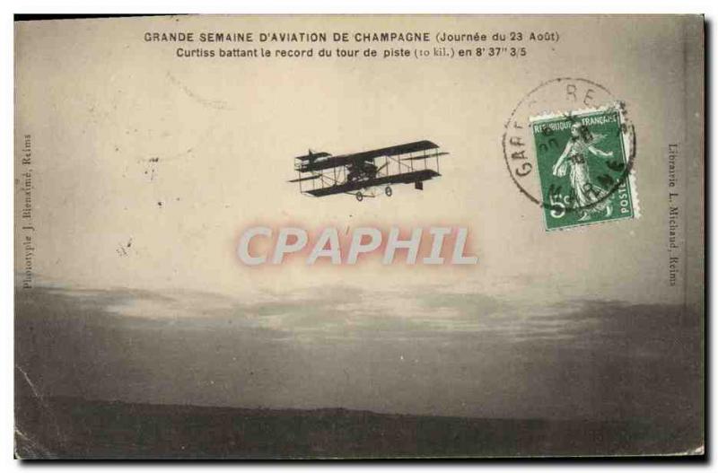 Old Postcard Jet Aviation Grande Champagne week Curtiss beating the lap record