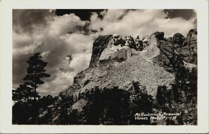 RPPC Mt Rushmore National Memorial South Dakota Real Photo Postcard Vernes Photo