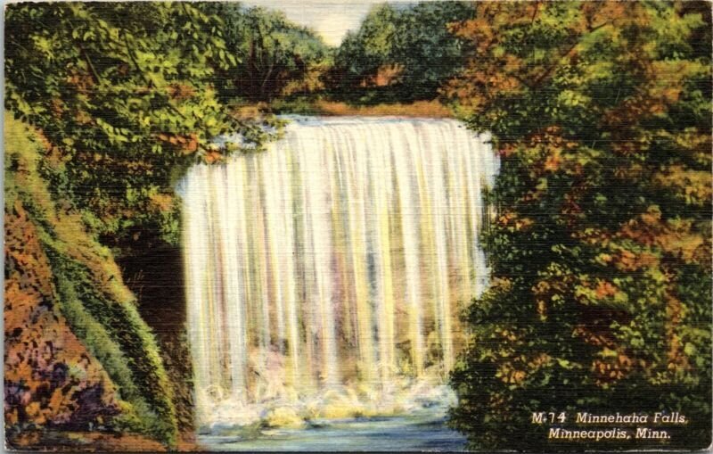 Minnehaha Falls Minneapolis Minnesota MN Linen Postcard UNP VTG Curteich Unused