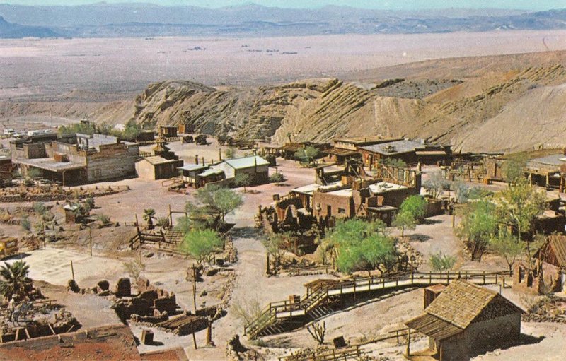 CALICO GHOST TOWN Birds Eye View Mining Town Yermo c1950s Vintage Postcard