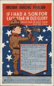 Soldier Bugle Sheet Music Lyrics Arcadia Dancing Pavilion c1910 Postcard