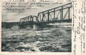 Bridge over Big Bull Falls at Wausau WI, Wisconsin - UDB