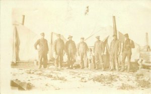 C-1910 Occupational Workers Tent City RPPC Photo Postcard 20-9631