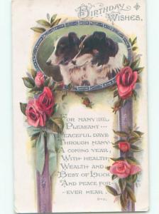 Pre-Linen DOGS WITH ROSE FLOWERS AC5245