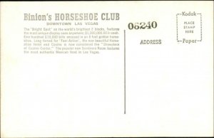Las Vegas NV Binion's Horseshoe Club Real Photo Postcard #2