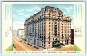 WASHINGTON D.C. ~ Historic WILLARD HOTEL Art Deco Border c1930s  Postcard