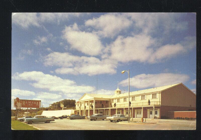 OKLAHOMA CITY OKLAHOMA ROUTE 66 RAMADA INN 1950's CARS VINTAGE POSTCARD