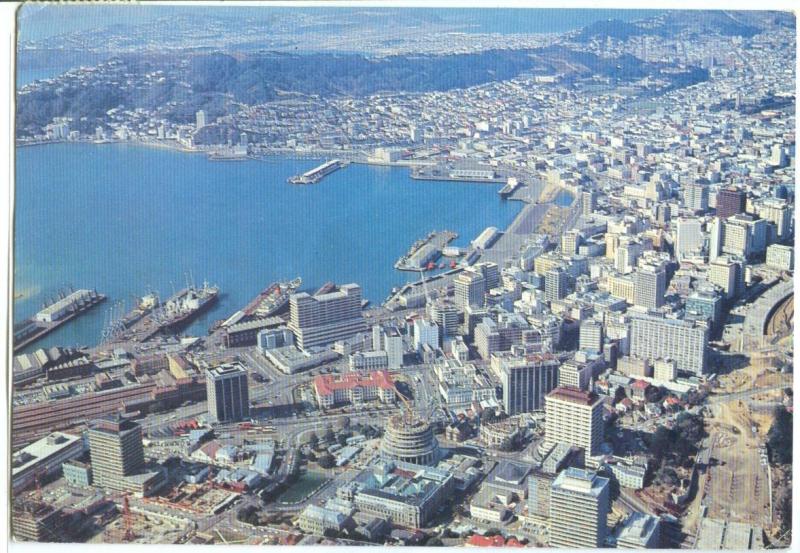 New Zealand, Wellington, Aerial View, 1977 used Postcard